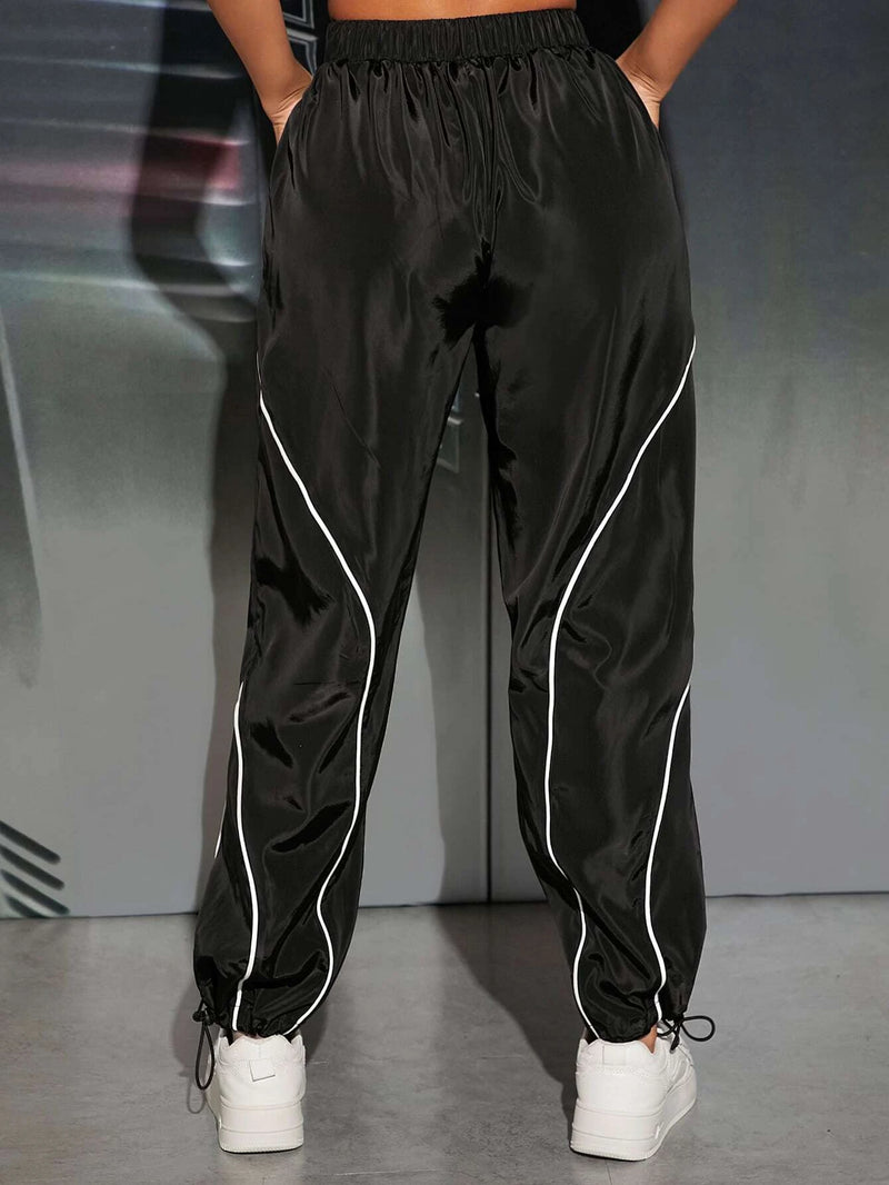 Contrast Piping Drawstring Pants