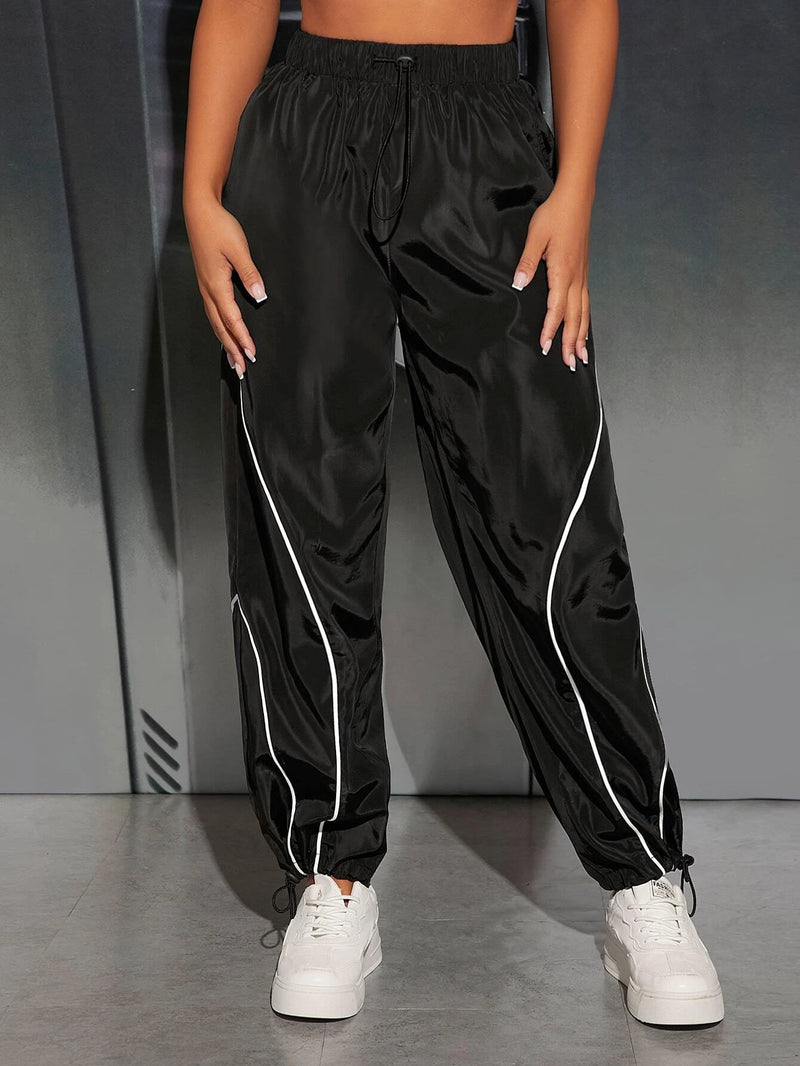 Contrast Piping Drawstring Pants